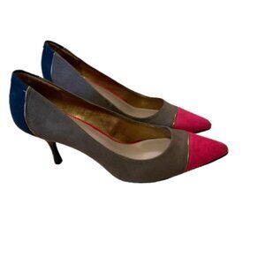Nine & Company Faux Suede Heels - Navy/Taupe/Pink - 8.5